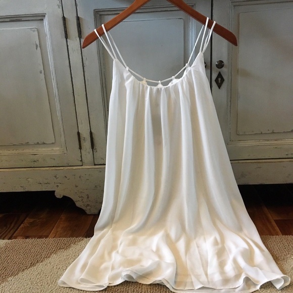 New White Strappy Layering Tunic Tank Top Extender - Picture 3 of 5